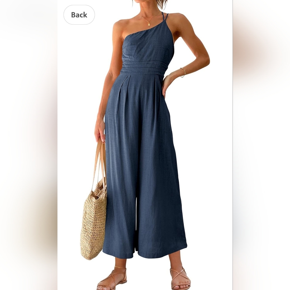 Casual Linen Navy Jumpsuit